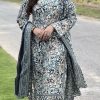 Winter luxe khaddar suit with breathable fabric and elegant digital prints  