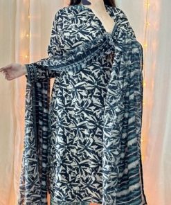 Pakistani designer khaddar 3-piece suit with dupatta and plain trouser  