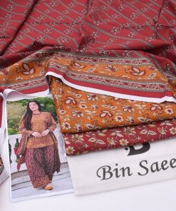Luxury khaddar suit for women with printed shirt, dupatta and plain dyed trouser  