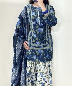 Premium 3-piece khaddar suit for women with elegant prints and cozy feel  