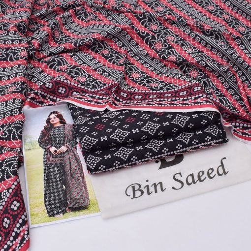 Elegant 3-piece khaddar suit for winter with printed shirt, dupatta and plain trouser  