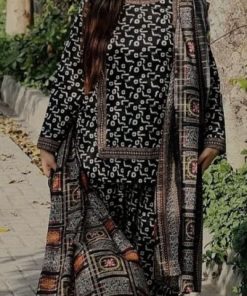 Premium 3-piece khaddar ladies suit with warm fabric and trendy prints  
