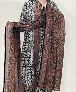 Elegant khaddar winter wear with digital print shirt, dupatta and plain trouser  