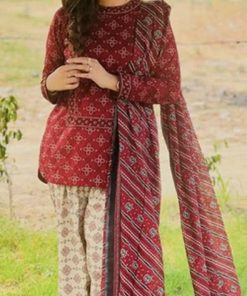 Premium digital print winter wear khaddar suit with plain dyed trouser  