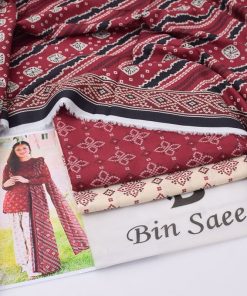 Cozy 3-piece khaddar suit with elegant designs and plain dyed trouser  