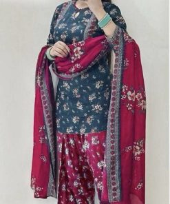 Trendy ladies winter outfit with digital printed khaddar shirt and dupatta  