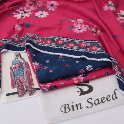 Cozy 3-piece khaddar suit with elegant designs and plain dyed trouser  