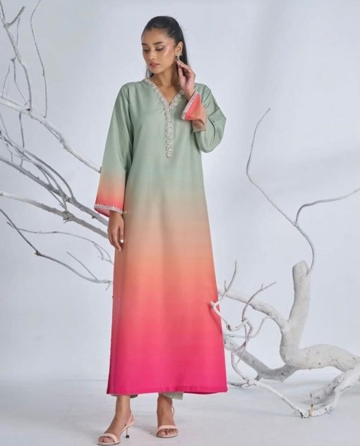 Nishat NT-982 Silk 3 Piece Suit with Tie & Die Digital Printed Dupatta and Shamooz Silk Shirt