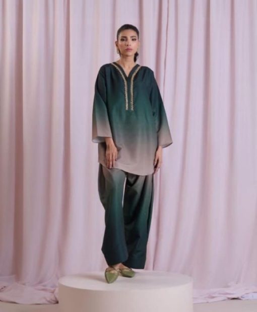 Nishat NT-977 Silk 3 Piece Suit with Tie & Die Digital Print in Shamooz Silk