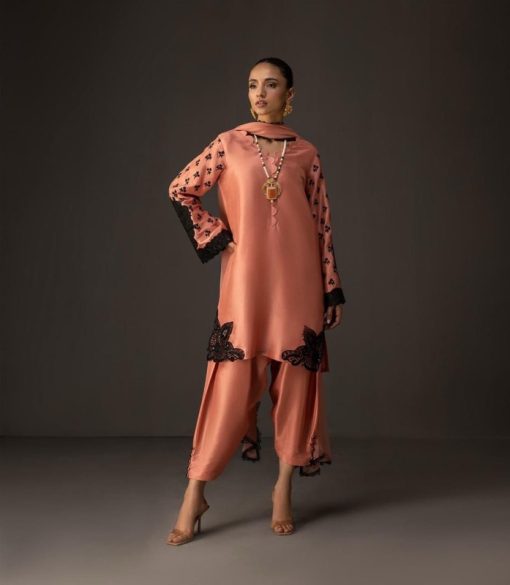 Nishat NT-976 Silk 3 Piece Suit with Tie & Die Digital Print in Shamooz Silk