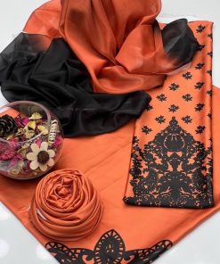The digital printed silk dupatta adds a unique charm to this suit. With a Tie & Die digital print design, it enhances the vibrancy of the outfit.