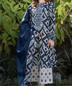 Baroque BR-631 Winter Khaddar 3 Piece Suit with Digital Print and Embroidered Patches