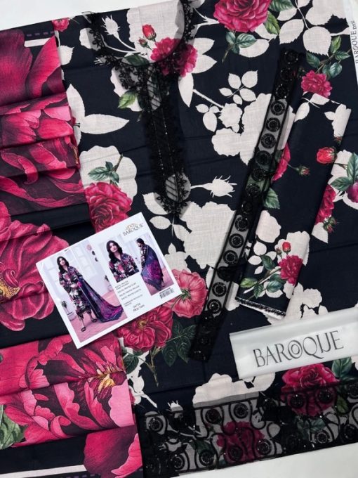 With a digital printed shirt, embroidered patches, printed dupatta, and trouser, BR-630 offers everything in one set.