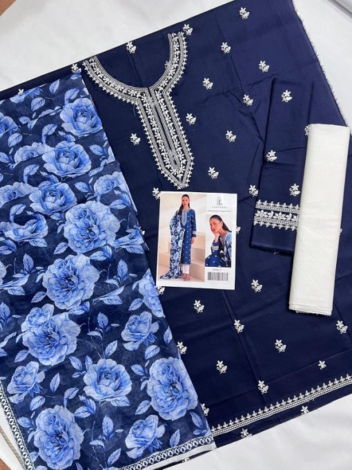 The Sapphire SP-614 3 Piece Dhanak Embroidered Winter Suit is more than just winter attire—it is a symbol of luxury and sophistication. From the embroidered shirt to the plain trouser and vibrant digital wool shawl, every element has been designed with perfection in mind. Whether you’re dressing for a family event, an office gathering, or simply a stylish everyday look, this outfit ensures you remain elegant throughout the season. Add it to your winter wardrobe and embrace fashion with comfort.