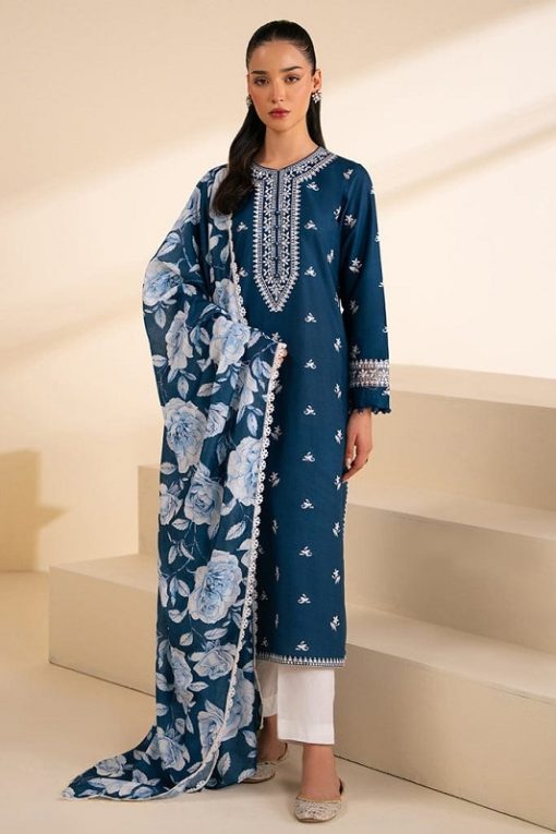 Sapphire SP-614 three piece dhanak embroidered winter suit with wool shawl
