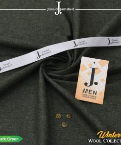 J. Wool men’s unstitched suit dark green color winter fabric 4-meter cutting