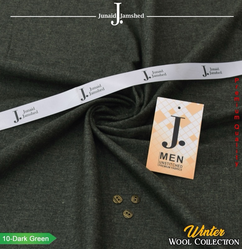 J. Wool men’s unstitched suit dark green color winter fabric 4-meter cutting