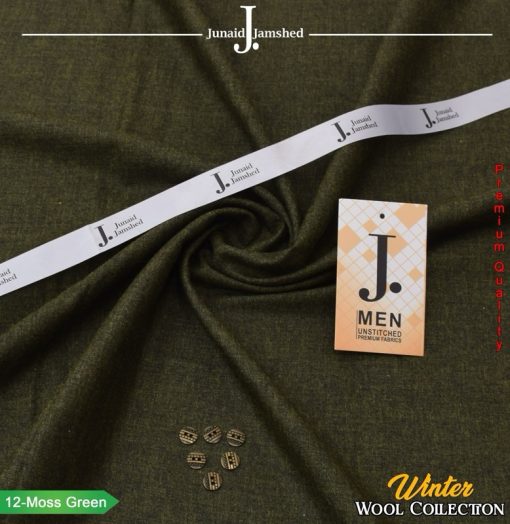 J. Wool men’s unstitched suit moss green color winter fabric 4-meter cutting