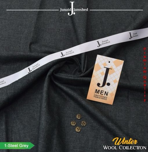 J. Wool men’s unstitched suit grey color premium wool fabric 4-meter cutting