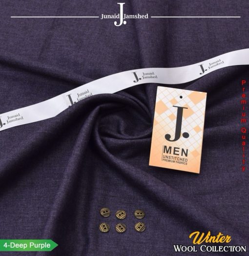 J. Wool men’s unstitched suit purple color winter fabric 4-meter cutting