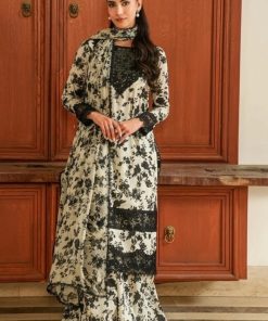 Bareeze BR-632 Winter Linen Digital Printed 3 Piece Suit with Embroidered Patches