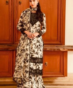 Bareeze BR-633 Winter Linen Digital Printed 3 Piece Suit with Embroidered Neck, Sleeves, and Border