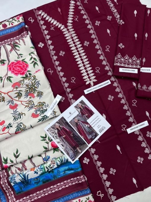 ZAINAB CHOTTANI ZC-637 | PREMIUM DHANAK 3-PIECE WINTER SUIT WITH DIGITAL WOOL SHAWL