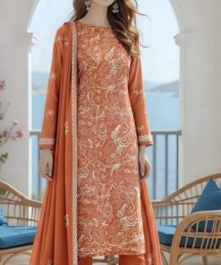 Bareeze BR-634 Dhanak Winter Suit with Heavy Embroidery on Shawl, Shirt Front, Sleeves, and Back