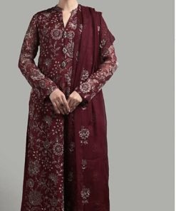 Bareeze BR-636 Dhanak Winter Suit with Heavy Embroidered Shawl, Shirt Front, Back, and Sleeves