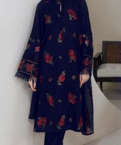 Baroque BR-639 embroidered khaddar 3 piece winter suit with digital printed dupatta