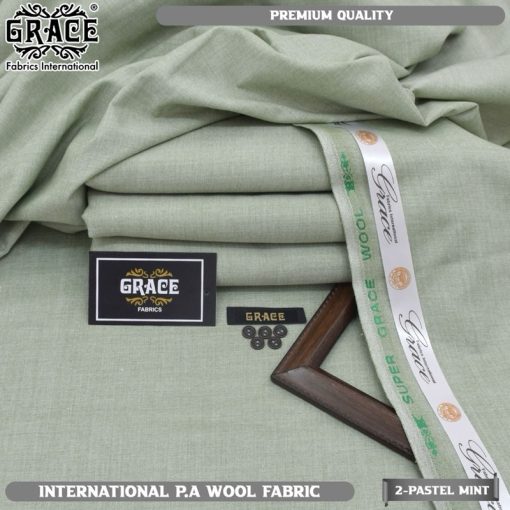Grace Men Winter Unstitched Suit in Pastel Mint color made from premium P.A Wool