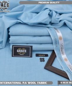 Grace Men Winter Unstitched Suit in Blue Bell color made from premium P.A Wool