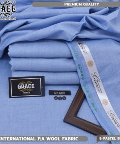 Grace Men Winter Unstitched Suit in Pastel Blue color made from premium P.A Wool