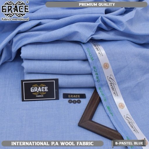 Grace Men Winter Unstitched Suit in Pastel Blue color made from premium P.A Wool