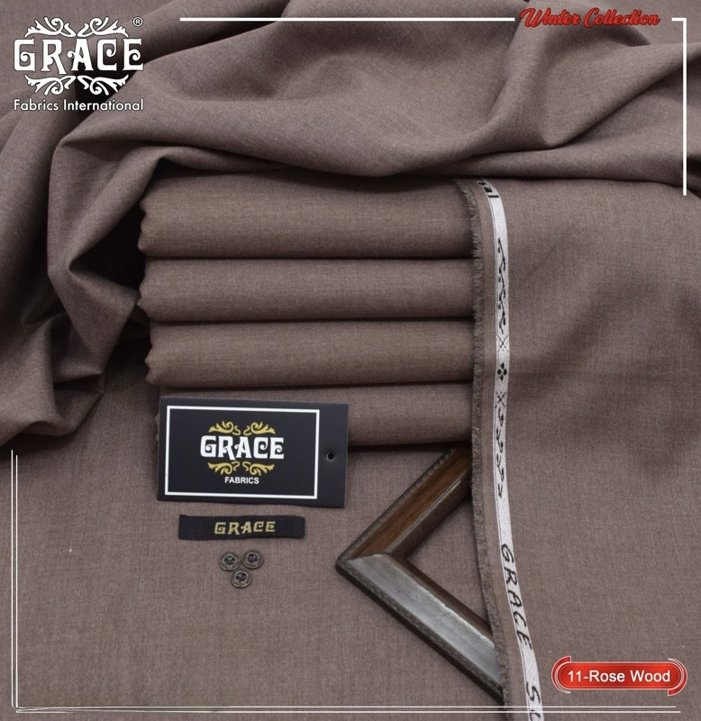Grace Wash n Wear Rose Wood Color Men’s Unstitched Fabric