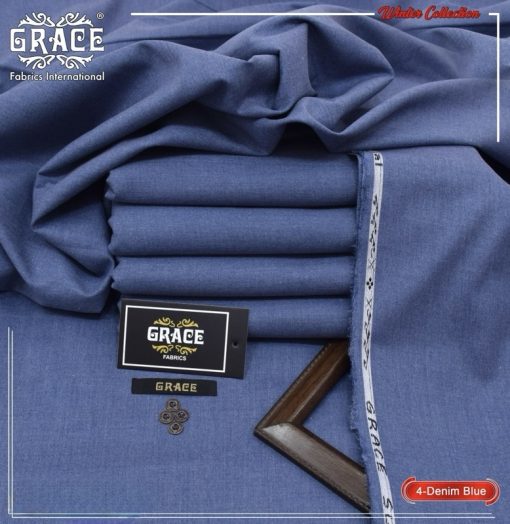 Grace Wash N Wear – Denim Blue Color (Men’s Unstitched 4 Season Fabric)