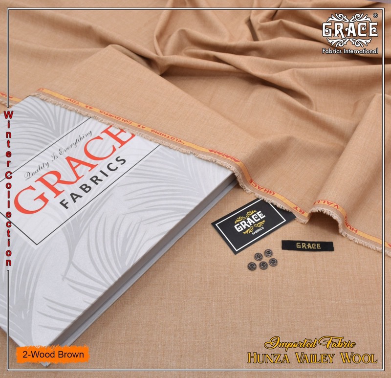 Grace Men Wool Unstitched Winter Suit in Wood Brown Color – Hunza Valley Soft Finish Wool