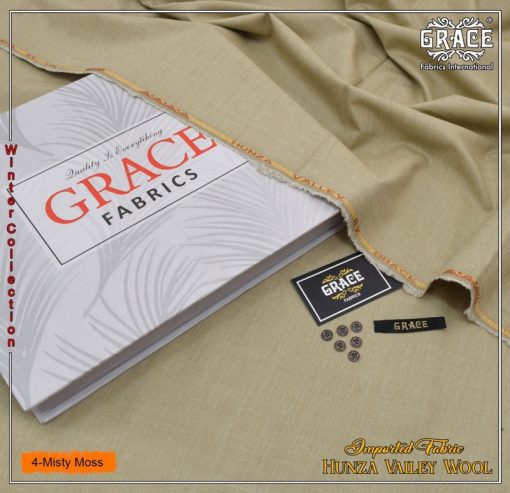 Grace Men Wool Unstitched Winter Suit in Misty Moss Color – Hunza Valley Soft Finish Wool