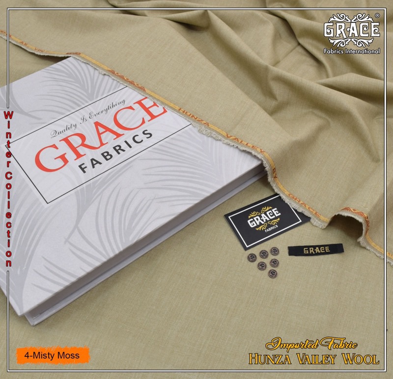 Grace Men Wool Unstitched Winter Suit in Misty Moss Color – Hunza Valley Soft Finish Wool