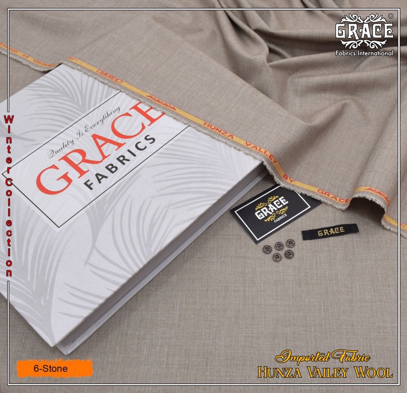 Grace Men Wool Unstitched Winter Suit in Stone Color – Hunza Valley Soft Finish Wool