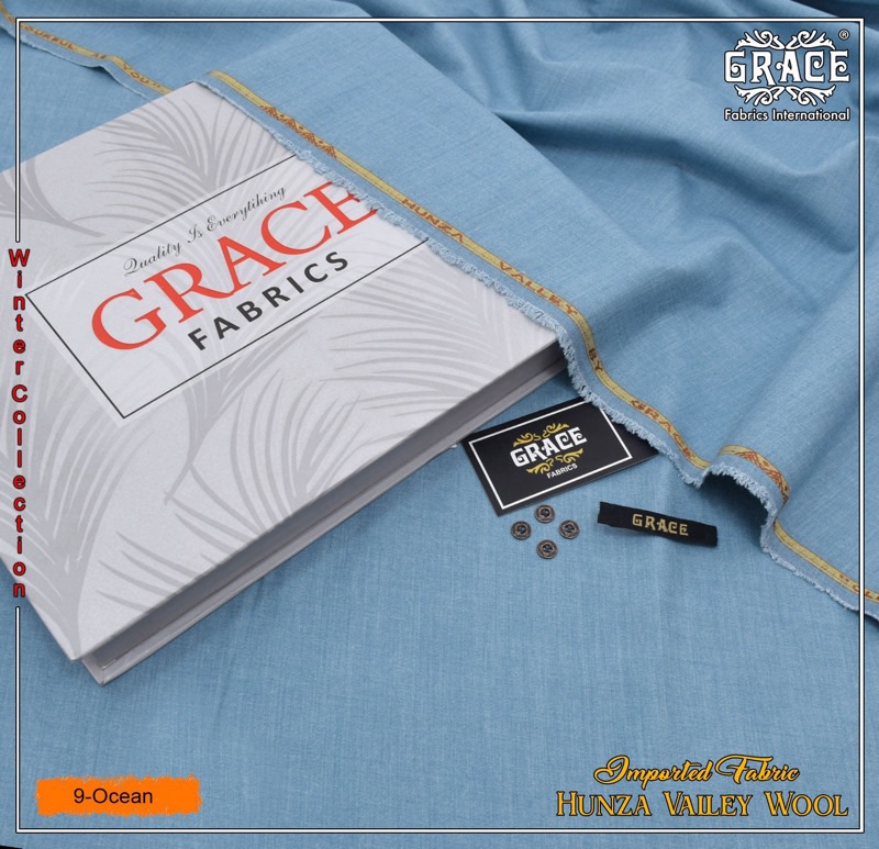 Grace Men Wool Unstitched Winter Suit in Ocean Color – Hunza Valley Soft Finish Wool