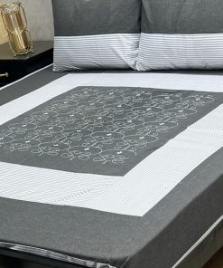 King Size Embroidered Patch Work Patchwork Bedsheet Set with Pillow Covers