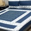 King Size Embroidered Patch Work Patchwork Bedsheet Set with Matching Pillow Covers