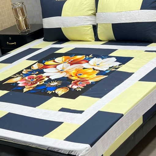 King Size Digital Cotton Bedsheet with 3D Panel HD Print and Matching Pillow Covers