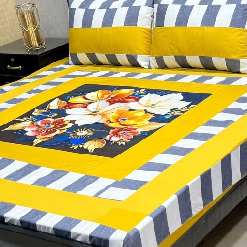 King Size Digital Cotton Bedsheet with 3D Panel HD Print for Double Bed