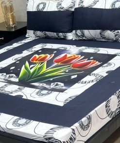 King Size Digital Cotton Bedsheet with 3D Panel HD Print for Double Bed