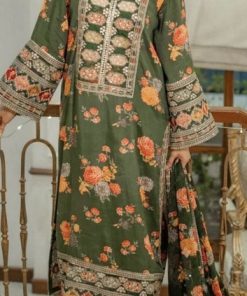 Baroque BR-98 Khaddar 3 Piece Winter Suit – Digital Printed Shirt, Dupatta & Plain Trouser