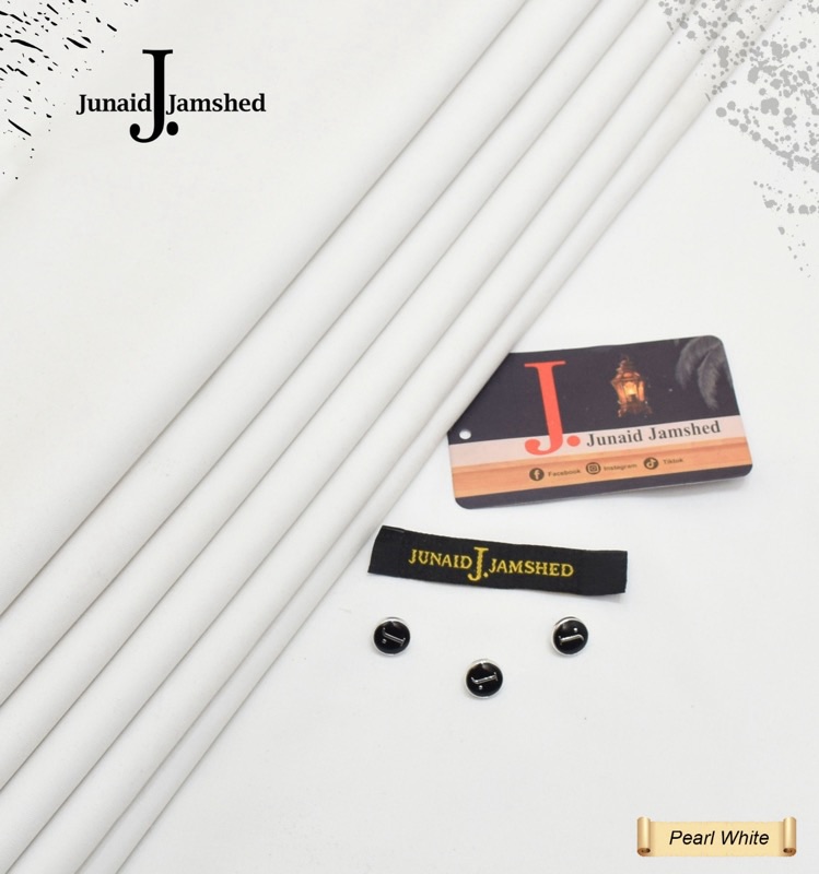 J. Men Unstitched Pearl White Suit for All Seasons – Fine Quality 4 Meter Cutting