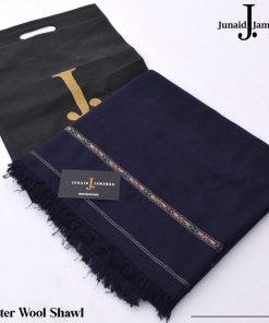Plain Navy Blue J. Shawl for Men Winter Wool