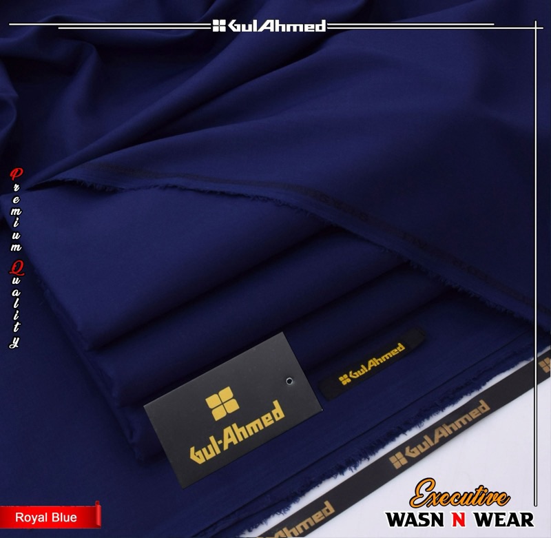 Gul Ahmad GW-18 Deep Navy Blue Wash & Wear Fabric for Men